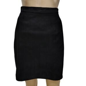 1990s Vintage Black Suede Pencil Short Skirt Outerwear by Phoenix Size 5/6